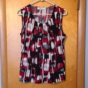 Jones Studio Red, Black, and White Sleeveless Sizes S and XL Blouse